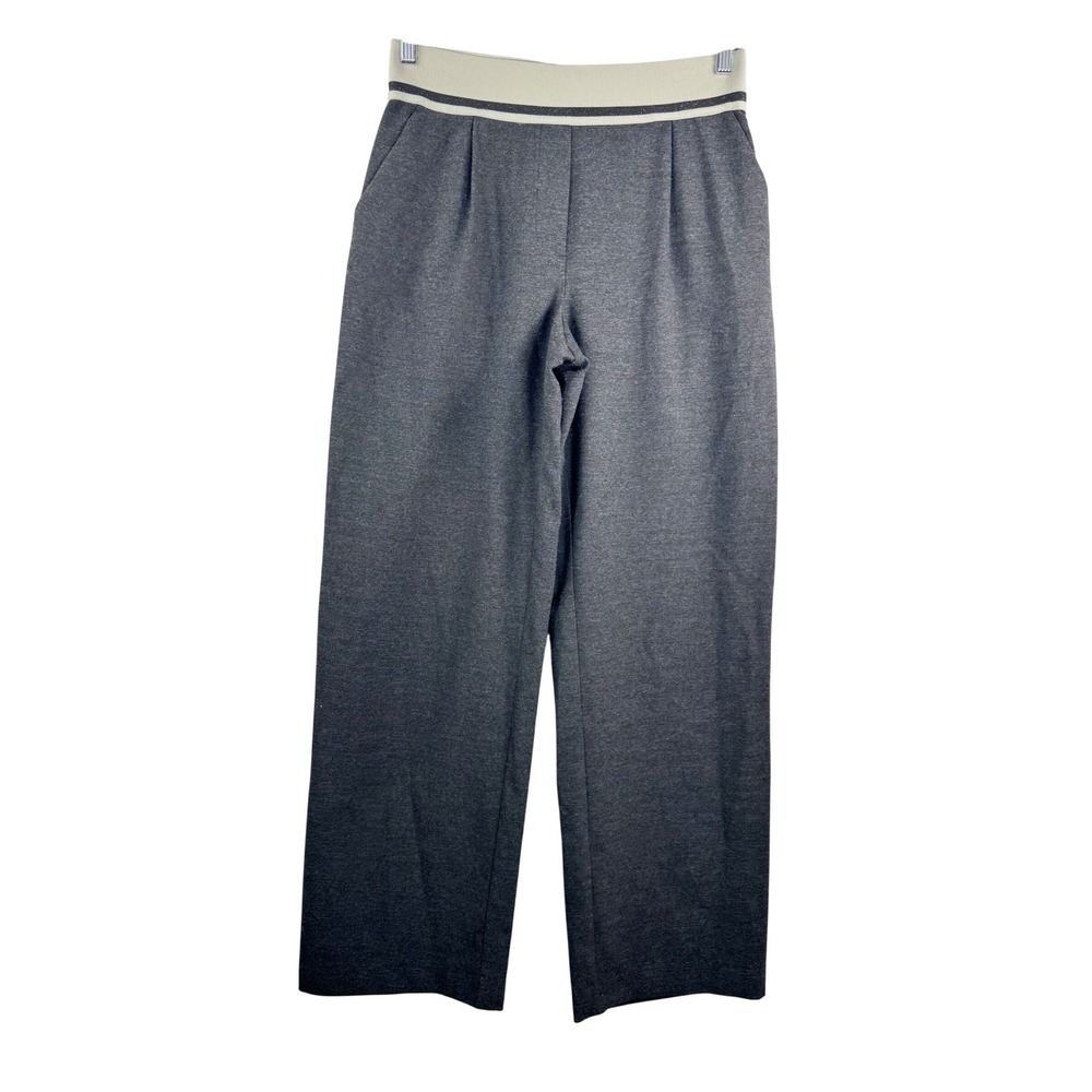 Zara‎ Grey Wide Leg knit Pleated Trousers High Rise money preppy sz M